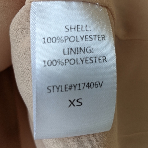 DO+BE Chiffon Striped Blouse V Neck Sheer Sleeves Champagne Revolve - Picture 6 of 6